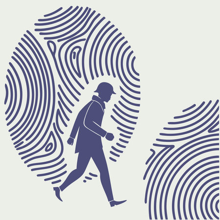 A seamless vector design featuring fingerprint scans as repeating patterns, symbolizing biometric security and modern technology.のイラスト素材