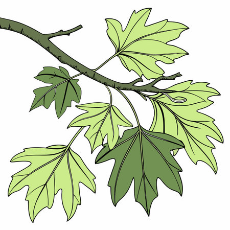 A vibrant vector background showcasing fresh green leaves on branches, symbolizing nature and renewal.のイラスト素材