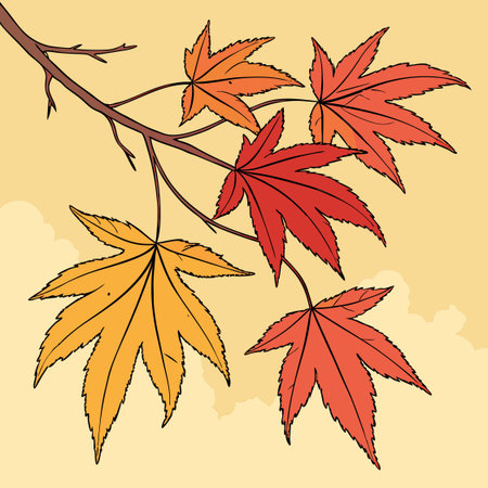 Beautiful vector background of autumn leaves painted in watercolor style, perfect for seasonal designs.のイラスト素材