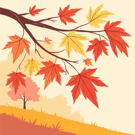 Beautiful vector background of autumn leaves painted in watercolor style, perfect for seasonal designs.のイラスト素材