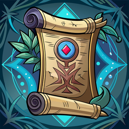 A mystical ancient scroll with mysterious runes, perfect for fantasy-themed designs and illustrations.のイラスト素材