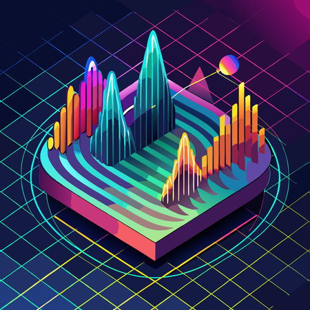 Sound wave visualized in 3D creating an abstract and dynamic flowing pattern.のイラスト素材
