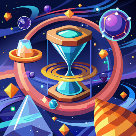 A mesmerizing time crystal elegantly spinning weightlessly in a zero-gravity space.