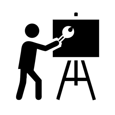 Repairman icon. Black and white illustration. Flat style.のイラスト素材