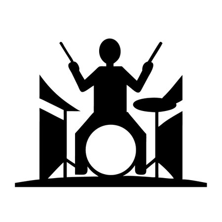 Drummer black simple icon on white background for web and mobile designのイラスト素材
