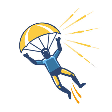 Parachutist icon. Flat color design. Vector illustration.のイラスト素材