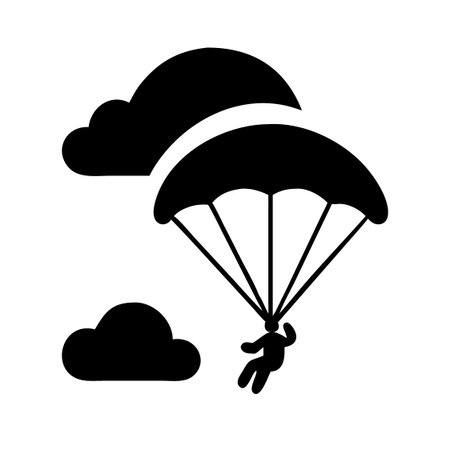 Silhouette of a skydiver on a white background.のイラスト素材