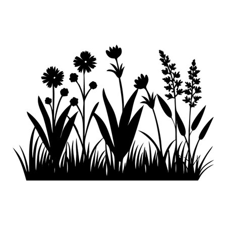grass and flowers icon over white background. gardening concept. vector illustrationのイラスト素材