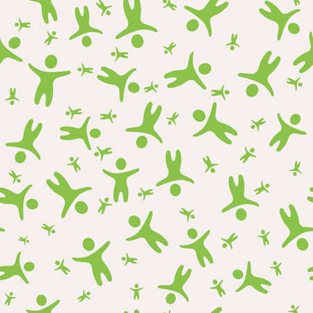 Green seamless eco humans on the white background. Abstract vector patternのイラスト素材