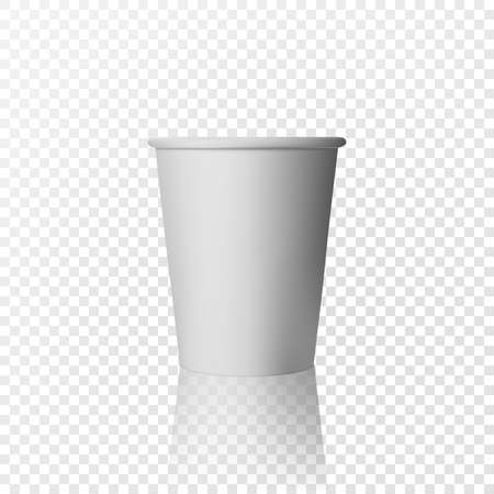 Vector realistic plastic cup. White paper glass on transparent backgroundのイラスト素材