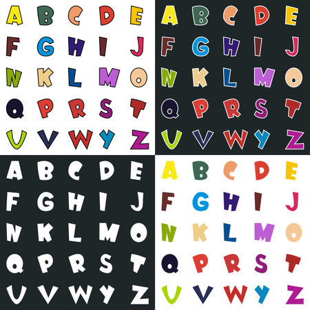 full cartoon alphabet . Vector clip art from A to Z.のイラスト素材