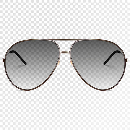 Trendy realistic black eye glasses. Modern sunglasses isolated on transparent background. Transparency effect for any background color. Illustration template - for your designのイラスト素材