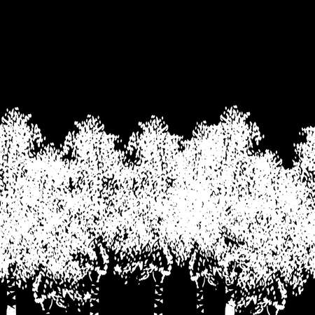 illustration with white forest isolated on black background.のイラスト素材