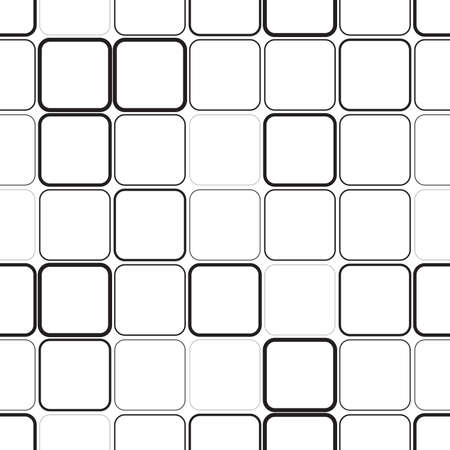 Abstract black and white geometric square with rounded corners. Seamless pattern. Different thickness. Vector eps10.のイラスト素材