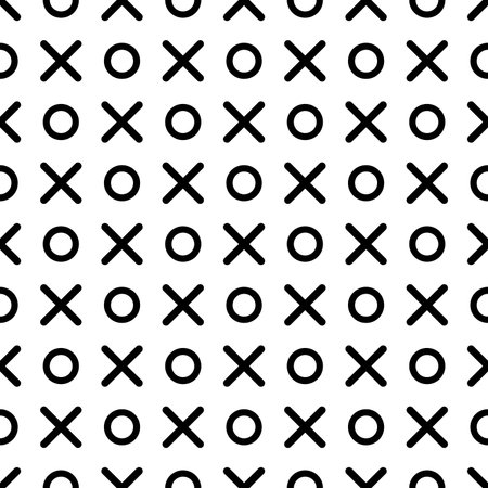 Seamless cute doodle background. Simple tic-tac-toe pattern. Kisses and hugs. Vector eps10.のイラスト素材