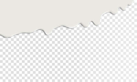 Liquid creamy white texture. Yogurt realistic texture layers isolated on transparent background. Cream pouring background.のイラスト素材