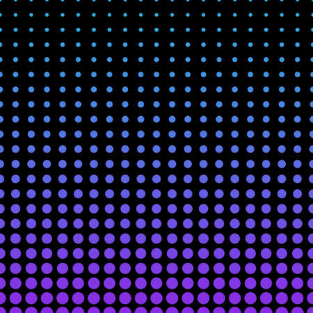 Vector halftone dots. Proton purple and blye dots on black backgroundのイラスト素材