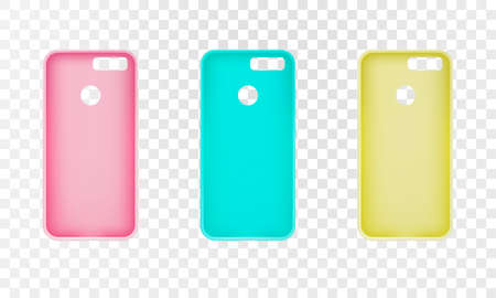 Set of colorful phone covers. The most advanced models of smartphones. Realistic templates for design. Vector eps10.のイラスト素材