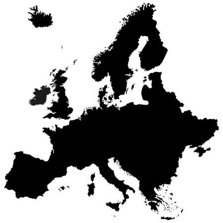 Black vector map of European Union. Very high detail. High and accurate drawing levelのイラスト素材