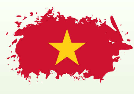 Flag of Vietnam, brush stroke background.のイラスト素材