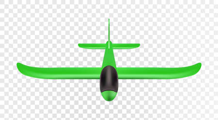 Vector illustration eps10 isolated on transparent background. Green foam airplane, perspective view from the frontのイラスト素材