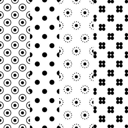 Simple dotted patterns. Seamless vector collection. Black and white minimalistic texture.のイラスト素材