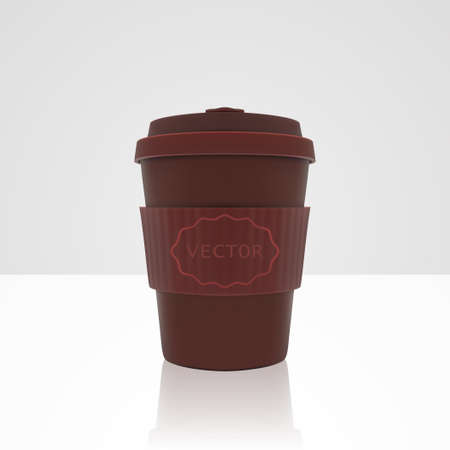Realistic vector red coffee cupのイラスト素材