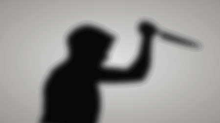Horror Silhouette of Man with Knife, blurred on a gradient backgroundのイラスト素材