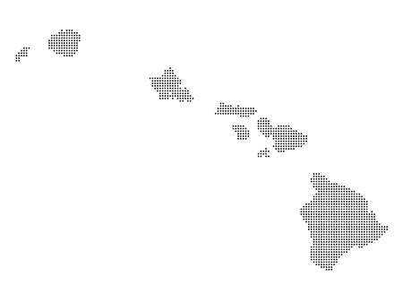 Abstract dotted polka dot pixel particle map of Hawaii.のイラスト素材