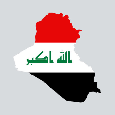 Iraq map with flag inside. Vector eps10.