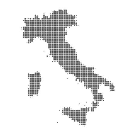 Vector of the Italy in a pixel art style. Map with light medical concept for Covid-19.のイラスト素材