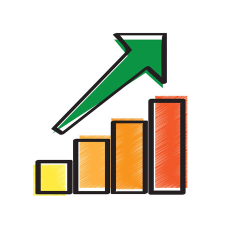 Illustration of an increasing bar graphのイラスト素材
