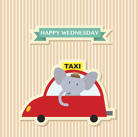 Illustration of an elephant in a taxiのイラスト素材