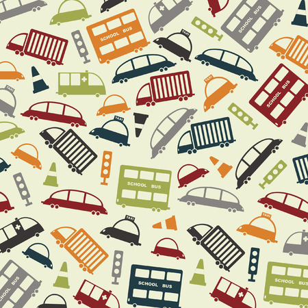 Illustrated cartoon vehicles background designのイラスト素材