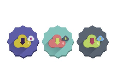 Illustration set of a cloud storage symbolのイラスト素材