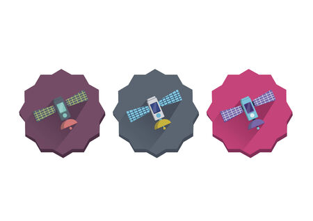 Illustration set of a satelliteのイラスト素材