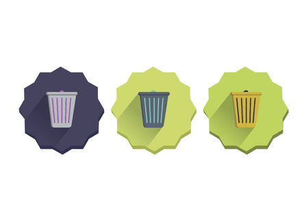 Illustration set of a trash canのイラスト素材
