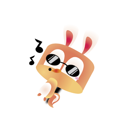 Illustration of a cartoon character whistlingのイラスト素材