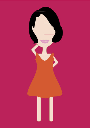Woman in an orange dressのイラスト素材