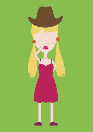 Woman in a pink dressのイラスト素材
