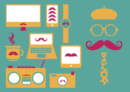 Mustache-themed itemsのイラスト素材