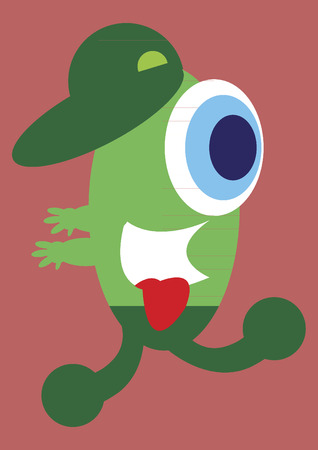Green one-eyed monsterのイラスト素材