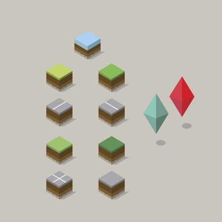 Isometric landscape and location pinsのイラスト素材