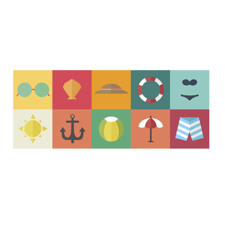 Beach iconsのイラスト素材