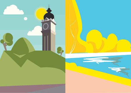 Vector of city and seaside