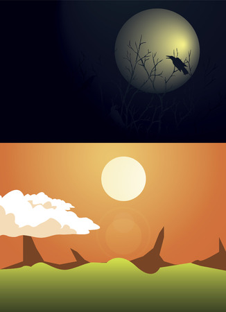 Vector of day and nightのイラスト素材