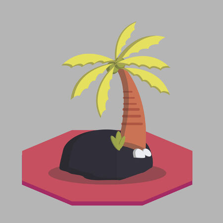 Vector of an island with palm treeのイラスト素材