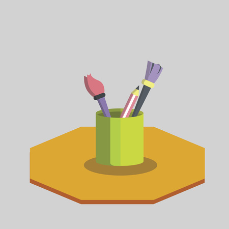 Vector of paint brushes and pencilのイラスト素材