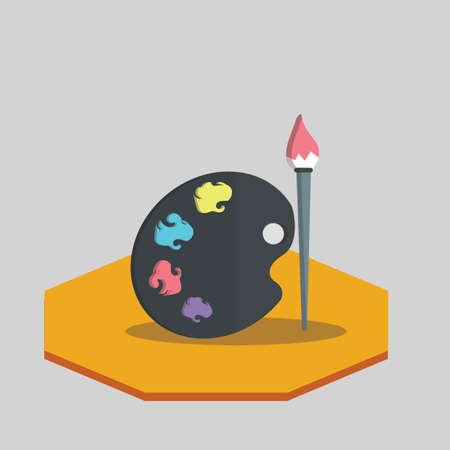 Vector of a paintbrush and paletteのイラスト素材