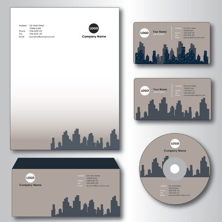 Company paper, envelope, business card and CDのイラスト素材